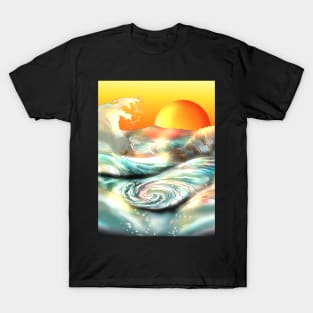 Sunset at Awa Prefecture whirlpool rapids in Japan T-Shirt